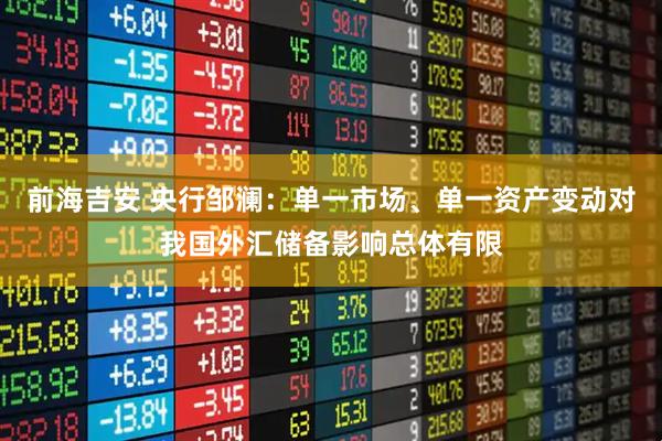 前海吉安 央行邹澜:单一市场、单一资产变动对我国外汇储备影响总体有限